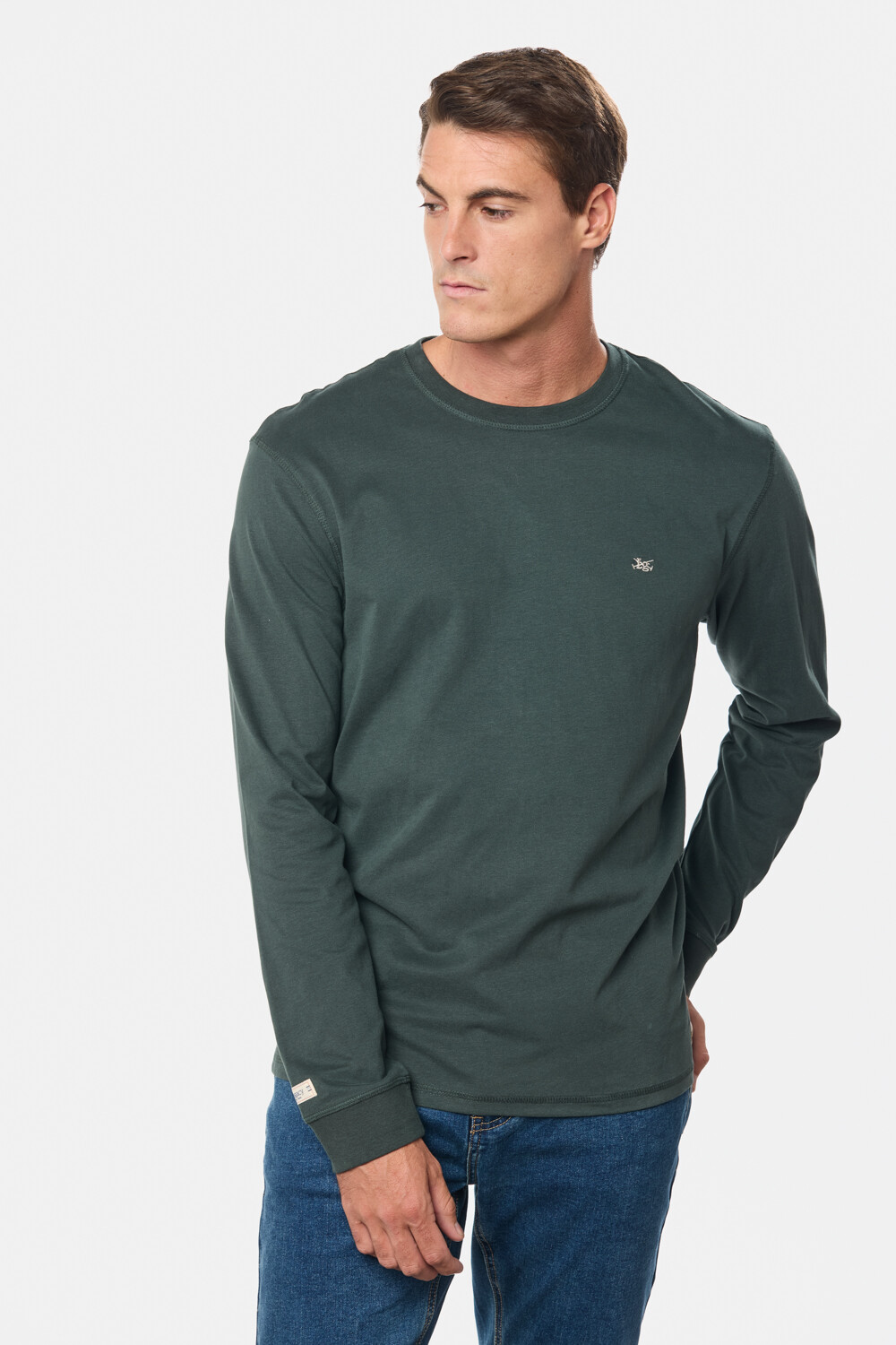 REMERA LISA DE ALGODÓN Verde Oscuro