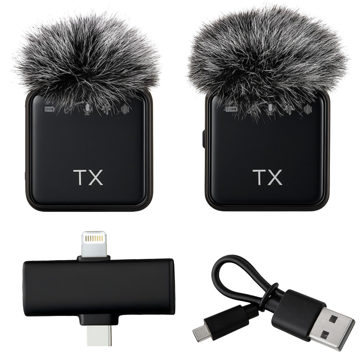Set X2 Micrófonos Inalámbrico Profesional Iphone Usb C Atrix - Variante Color Gris 