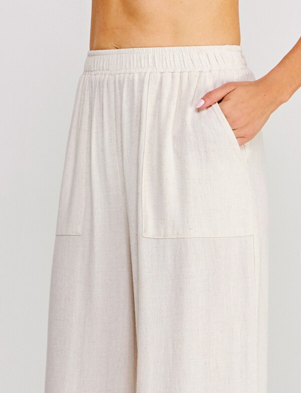 Pantalon Lino Festoneado BEIGE CLARO