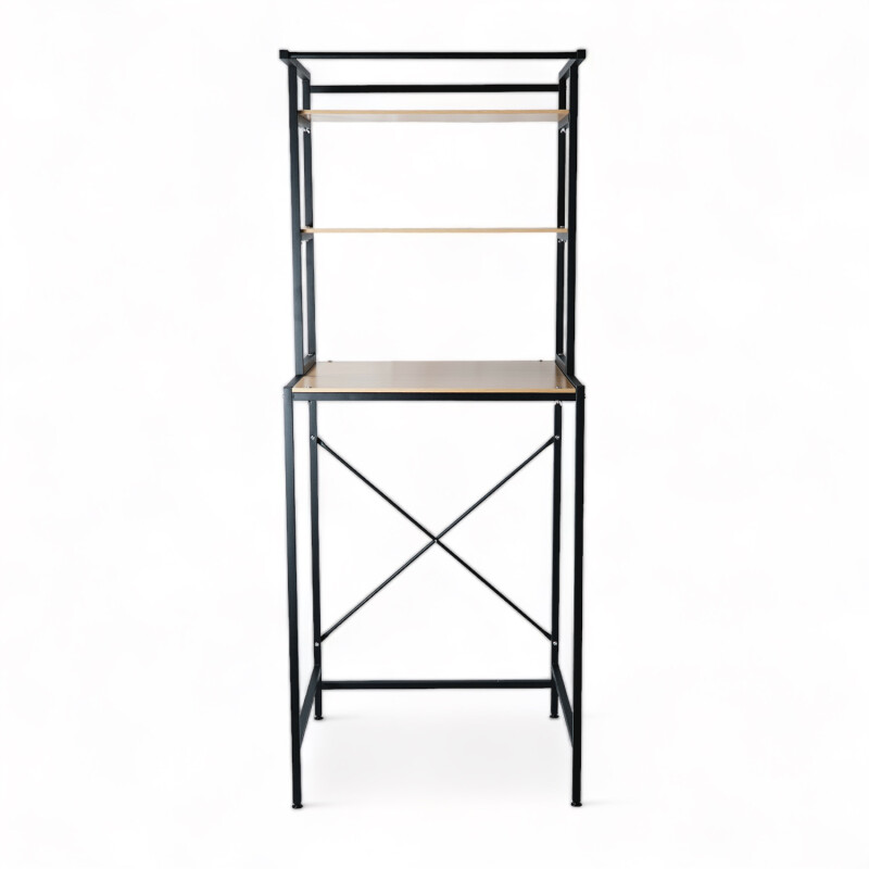 Mueble Hierro y Madera Racks Sobre Lavarropa, Ancho 70cm Negro
