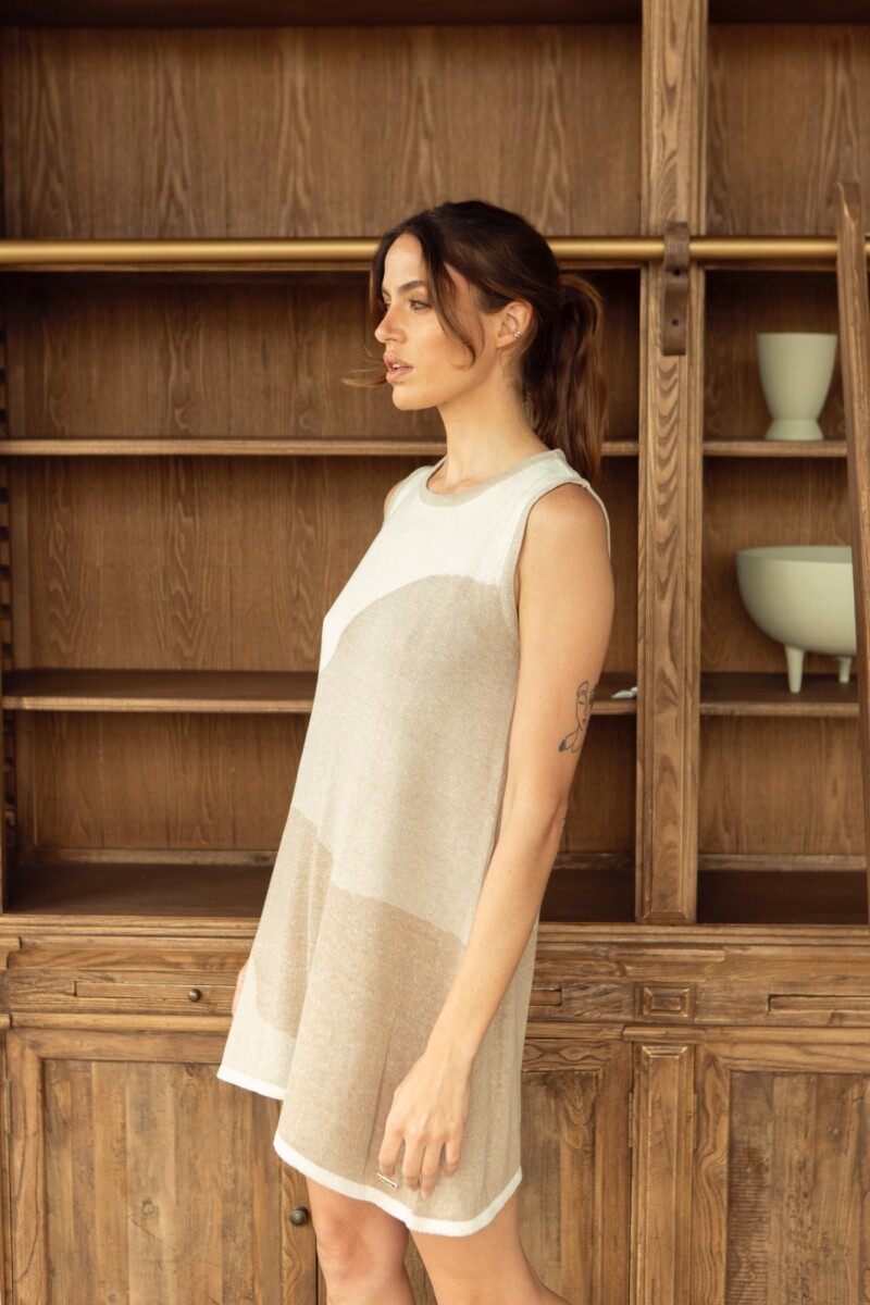 VESTIDO LUNAR Crudo Y Beig