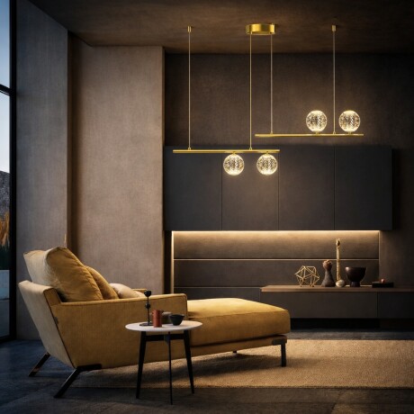 Colgante led lineal cuatro esferas dorado 28W Colgante led lineal cuatro esferas dorado 28W