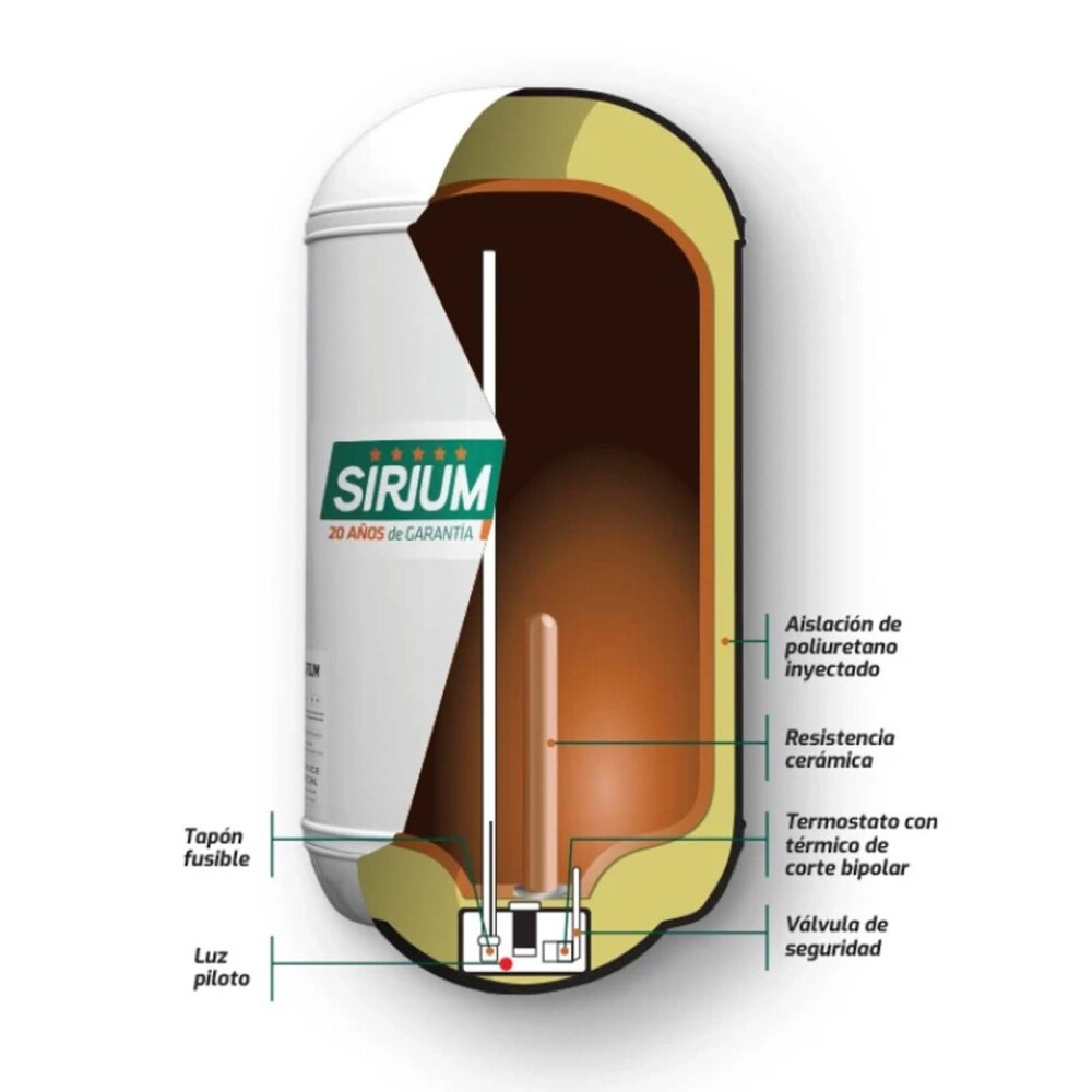 TERMOTANQUE 60 LITROS COBRE BLANCO SIRIUM