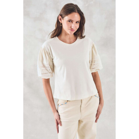 Remera Algodon Combinada Crudo