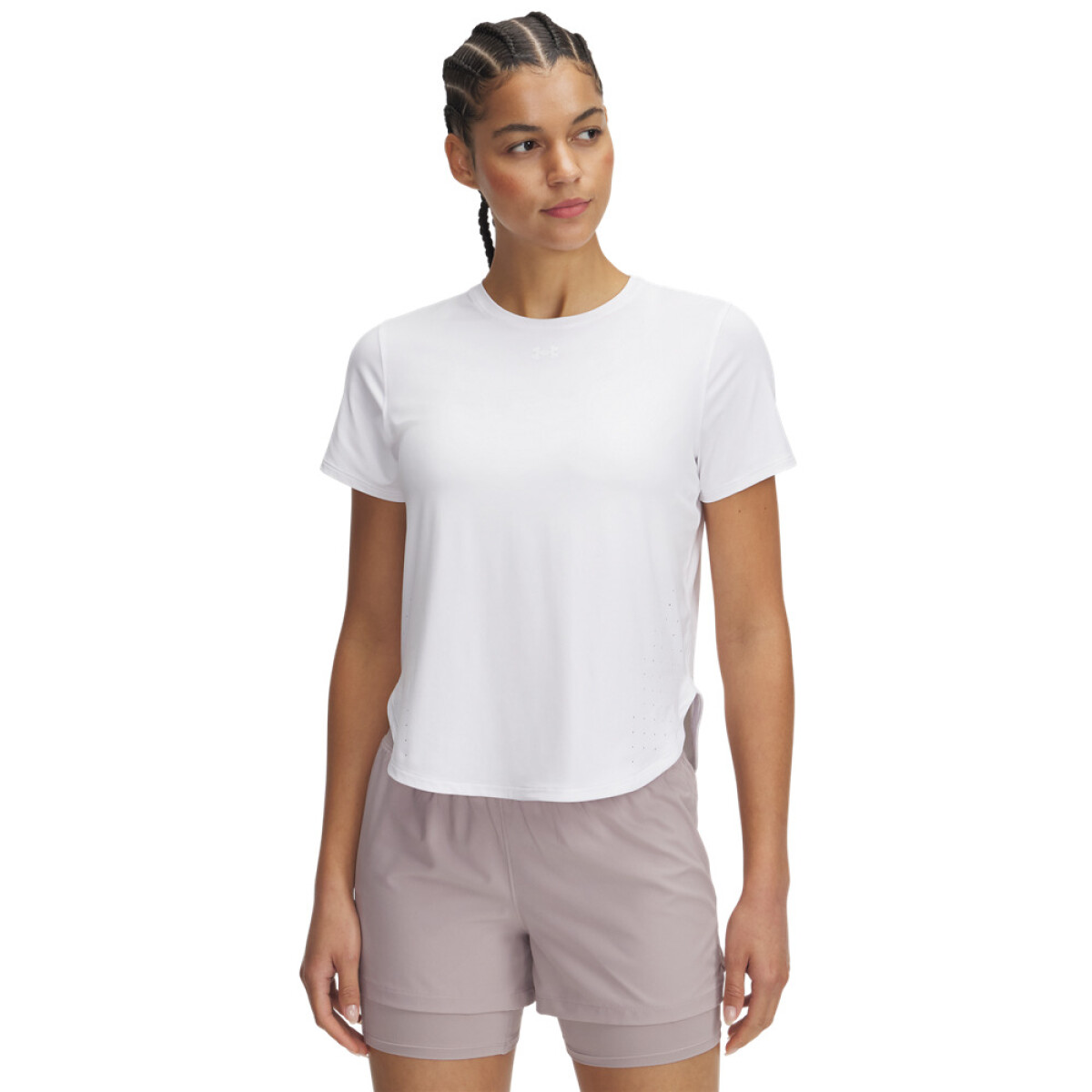 UA Launch Elite Shortsleeve-PPL - WHT-100 