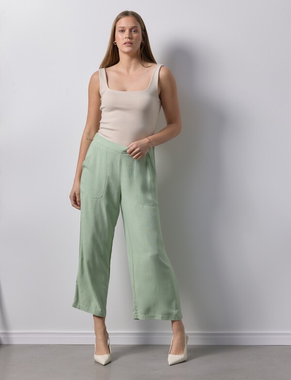 Pantalon Lino Pull On VERDE