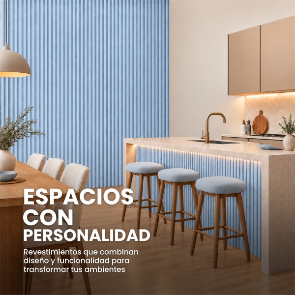Pack x10 Wpc Simil Madera Wall Panel Lambrin 2.90x16.7 Celeste 1