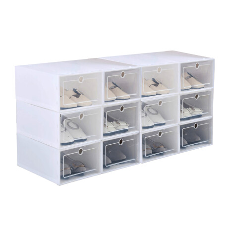 Kit 12 Organizador de zapatos en plástico apilable BLANCO