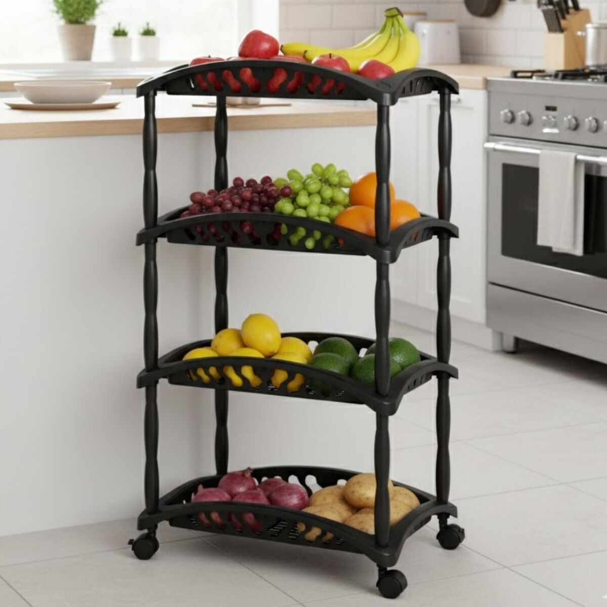 Estantería para frutas 4 Estantes - NEGRO 