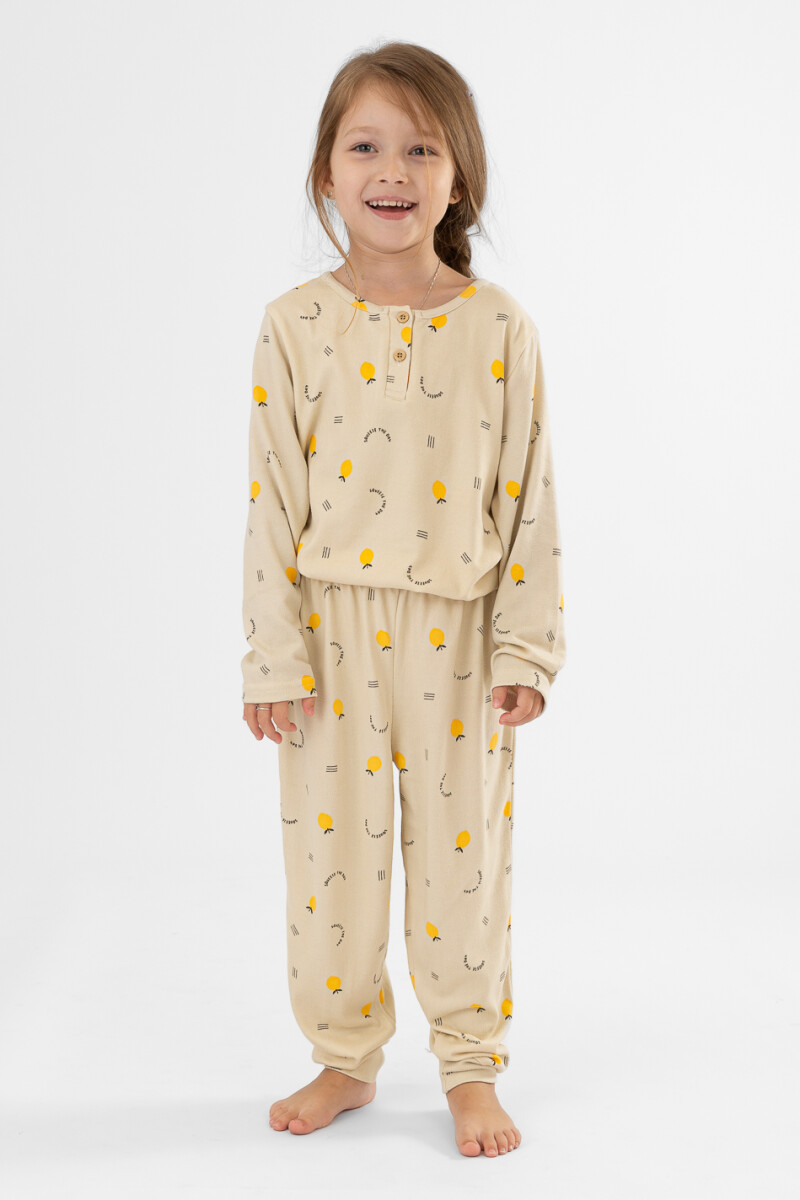 Pijama infantil hello lemons - Marfil 