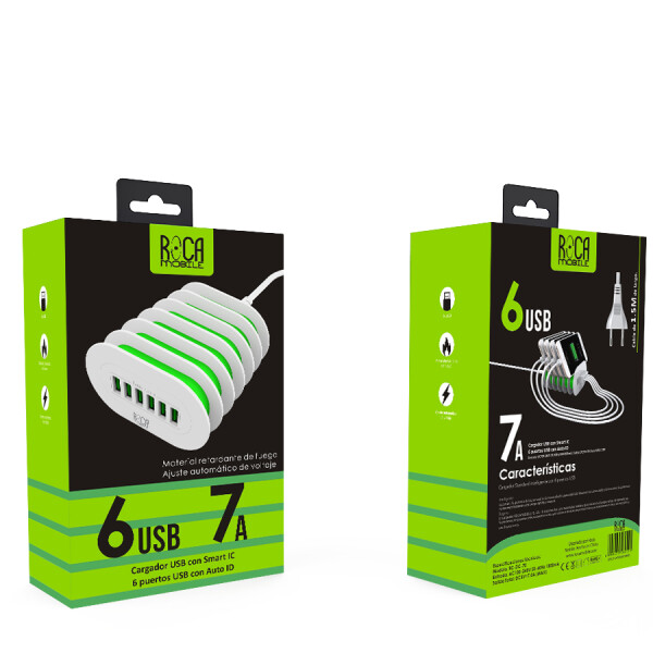 CARGADOR INTELIGENTE STANDARD "ROCA" 7A 6 USB CARGADOR INTELIGENTE STANDARD "ROCA" 7A 6 USB