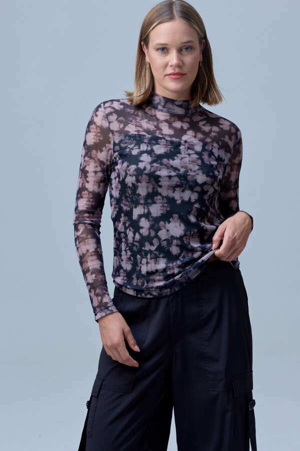 Blusa Microtul Print NEGRO/MULTI