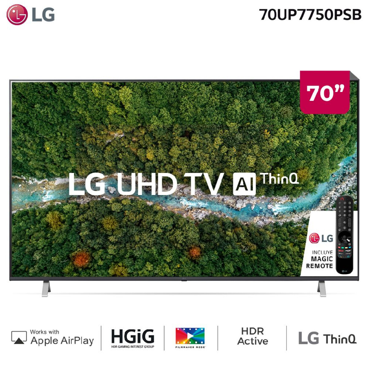 Smart TV LG 70" UHD AI 70UP7750PSB 