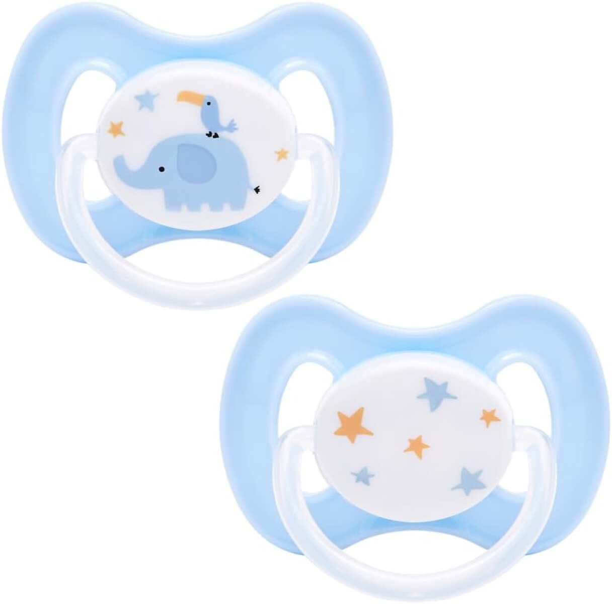 Set x2 chupetes BUBA fisiologico 6-18 meses - elefante celeste 