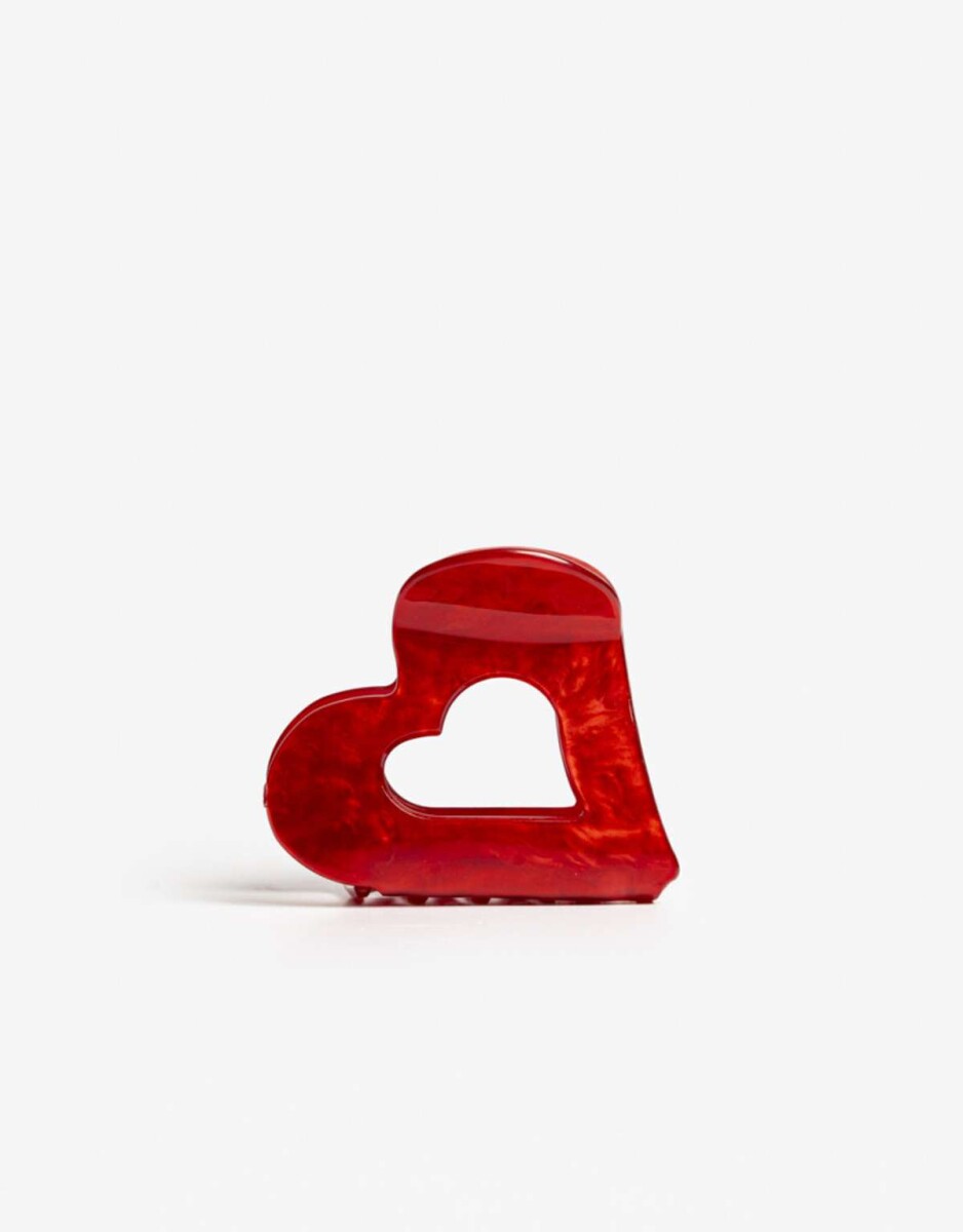 Broche Acrílico Corazón Calado - Rojo Burdeaux 