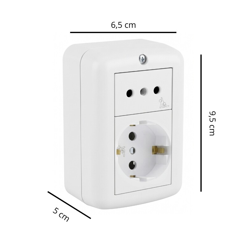 CAJA EXTERIOR CON SCHUKO + TOMA 2P+T Caja Exterior con Schuko con Seguro + Toma 2P+T con Seguro