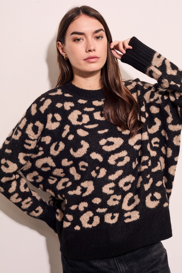 Sweater Animal Print Negro