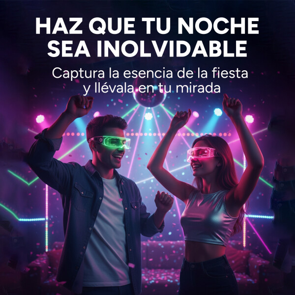 Gafas Lentes LED RGB Luces Colores Fiestas Cotillon Eventos Variante Transparente