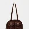 Cartera al hombro Indie en cuero gamuza Marron