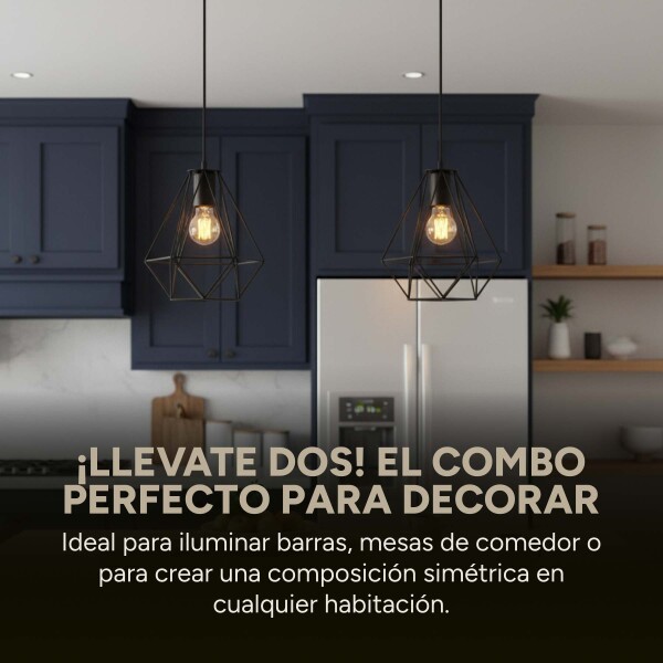 Lampara Vintage Porta Artefacto Colgante Retro Porta Pack X2 Lampara Vintage Porta Artefacto Colgante Retro Porta Pack X2