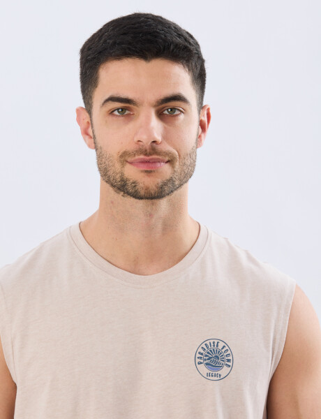 MUSCULOSA ESTAMPADA DE ALGODÓN Beige
