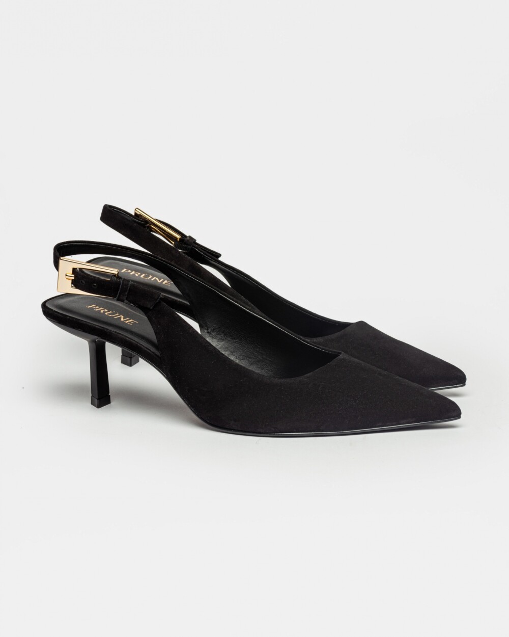 Stiletto Naomi en cuero nobuk Negro