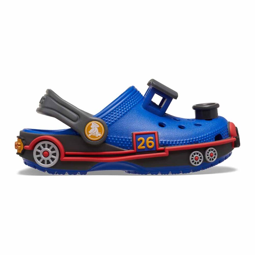 Crocs Classic IAM Train Clog T Niños 1 a 5 años Blue Bolt/carbon