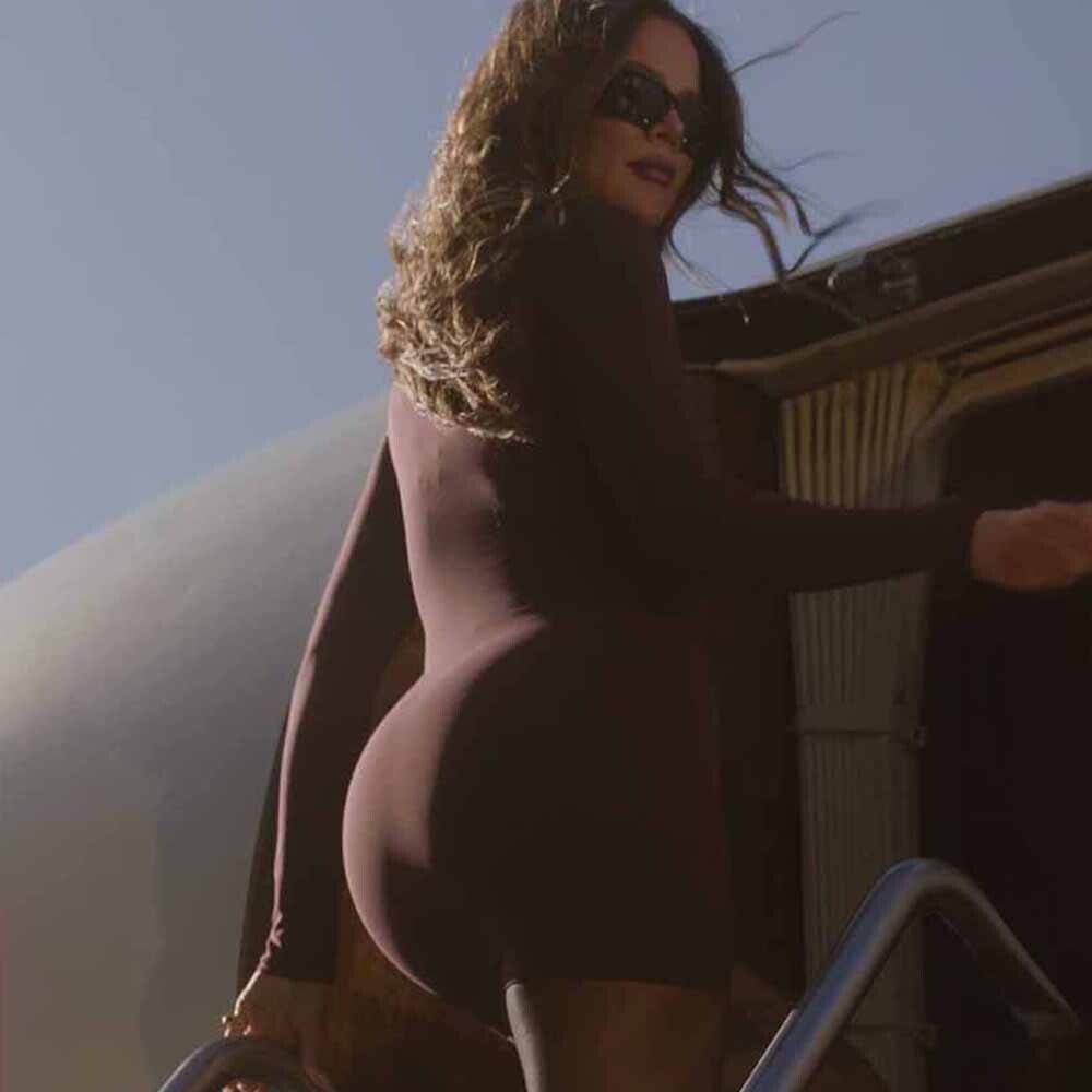 Vestido Seamless Long-Sleeve Mini Dress Mujer Oxblood