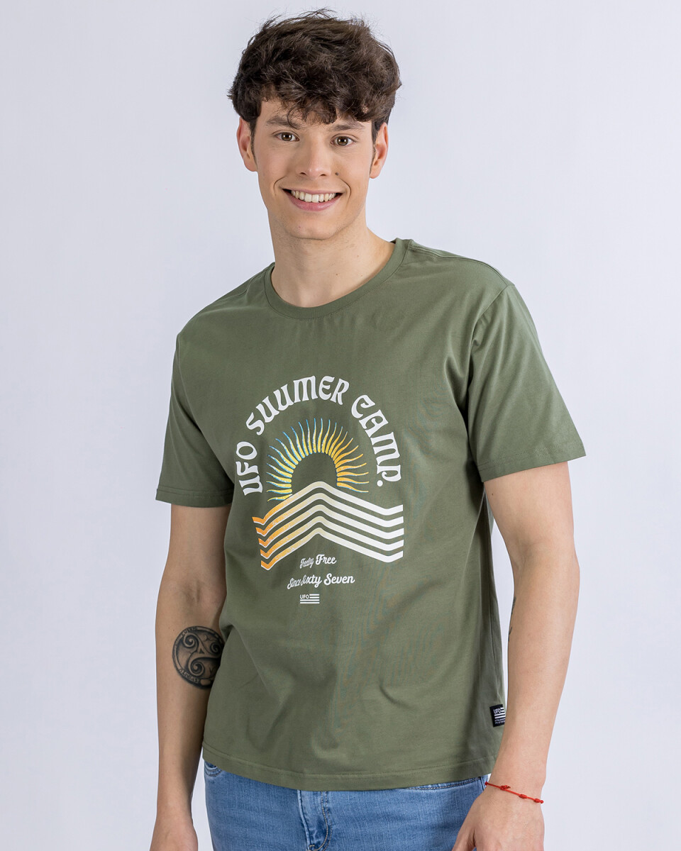 Camiseta en algodón estampada UFO Summer Camp verde - XL 