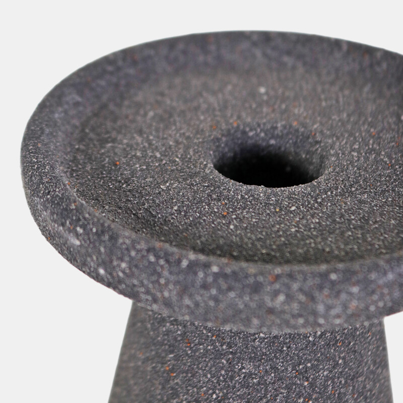 PORTA VELA CERAMICA GRIS OSC 9.8X9.8X11.8CM Unica