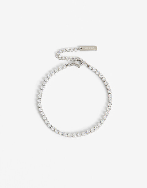 Pulseras Flexibles Strass Pulsera Tennis De Acero - Plateado