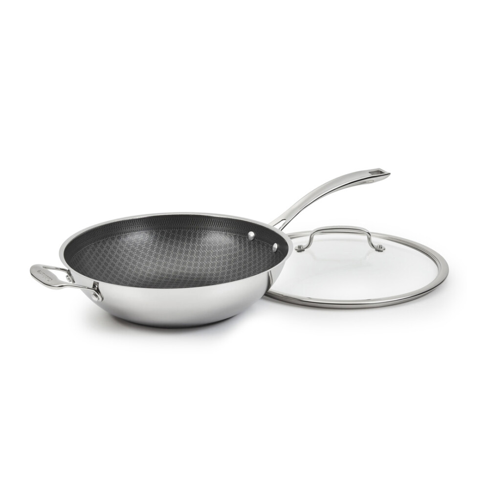 Cuisinart® FUSIONPLUS HYBRID ACERO INOXIDABLE 12" WOK CON TAPA Y HELPER MANGO N/A