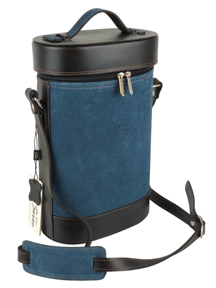 Matera de cuero combinada con pecari - Azul 