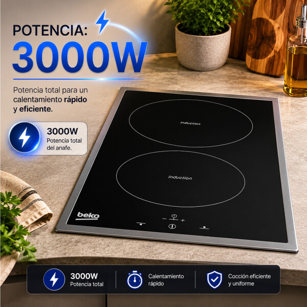 Anafe De Empotrar Vitroceramico Beko 30cm 2 Zonas Hdmc32400tx ANAFE VITROCERAMICO BEKO 30CM HDMC32400T