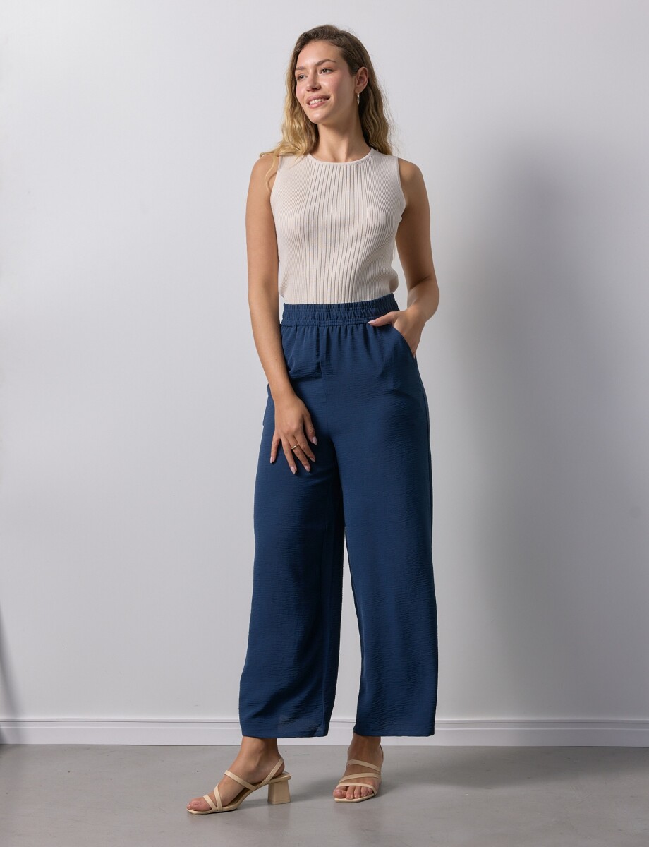 Pantalon Wide Leg Solid - Azul 