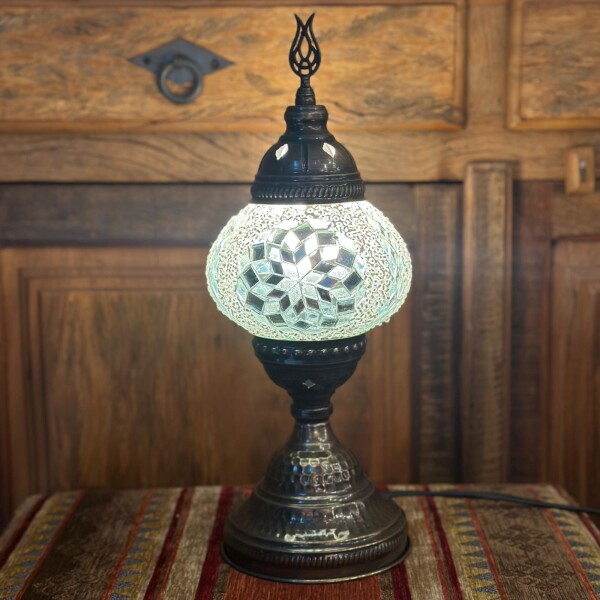 Lámpara vitraux de mesa blanca TM12 Lámpara vitraux de mesa blanca TM12