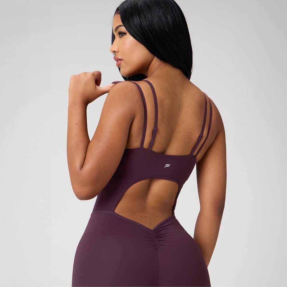 Enterizo Booty Scrunch PureLuxe V-Back Mujer Oxblood