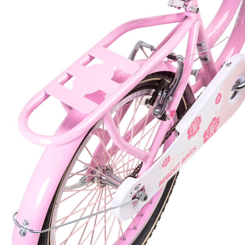 Bicicleta Infantil Bebesit Queen Rodado 20 Con Frenos V-Brake Y Canasto Rosa