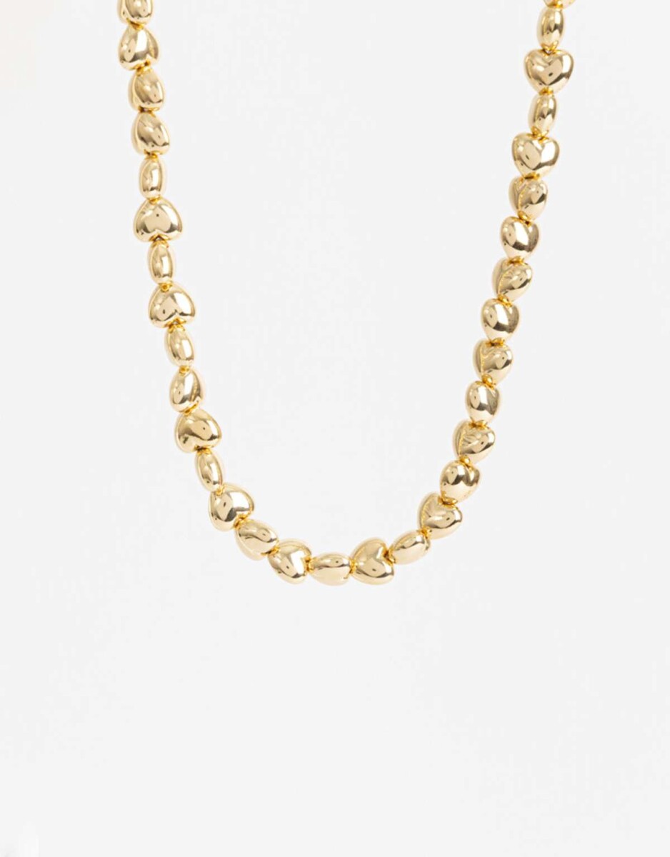 Collar Corto Corazones Metal Bold - Dorado 