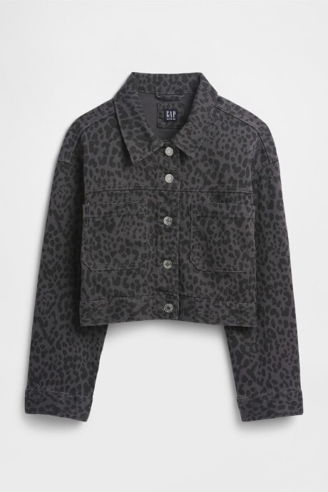 Campera De Jean Niña Black Leopard