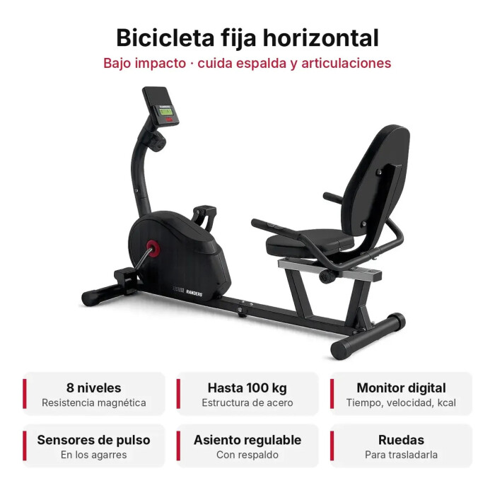 Bicicleta Horizontal Randers ARG-2545 con Respaldo y Pulso Bicicleta Horizontal Randers ARG-2545 con Respaldo y Pulso