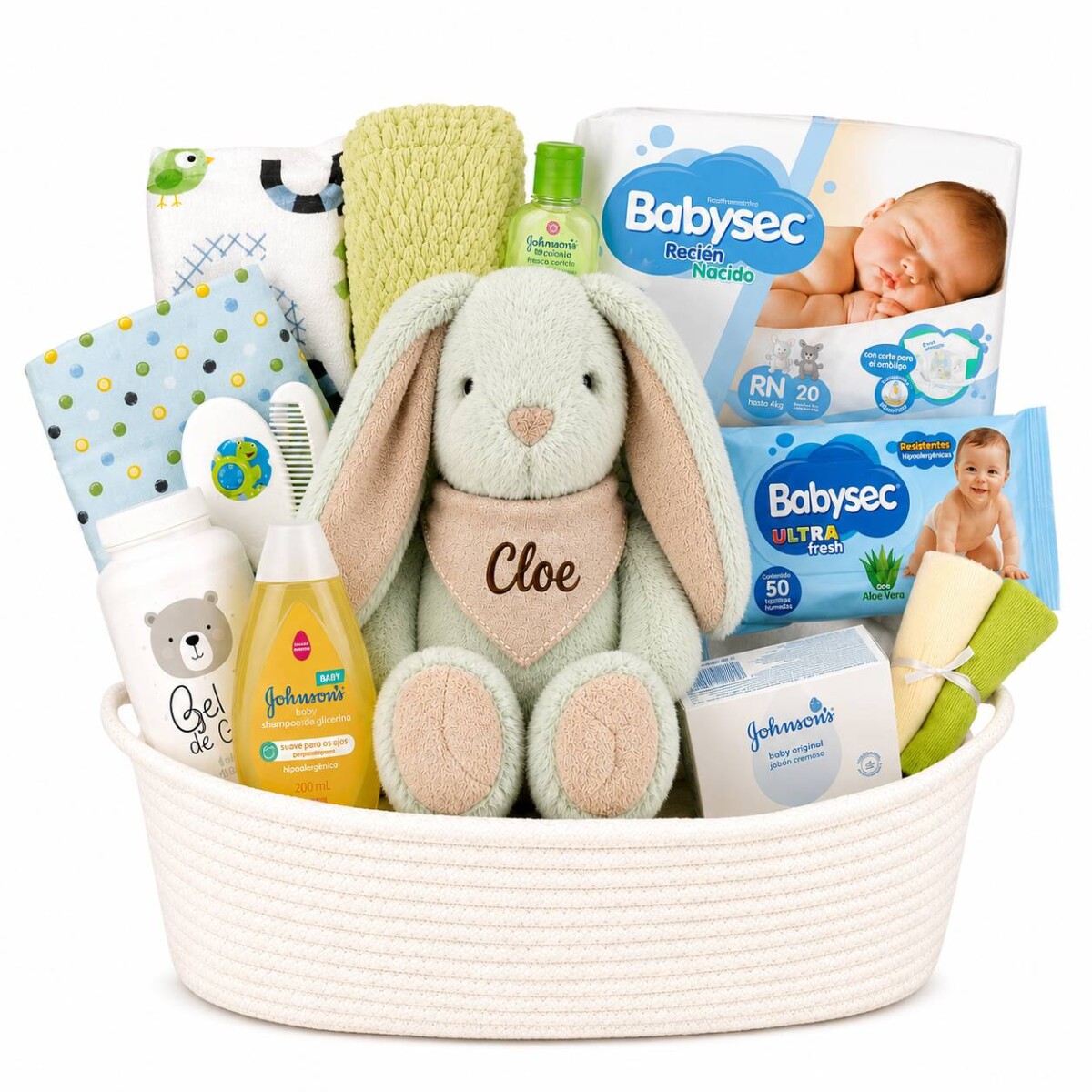Bienvenida de nacimiento unisex conejito 