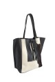 Tote Bag de cuero con pelo Negro