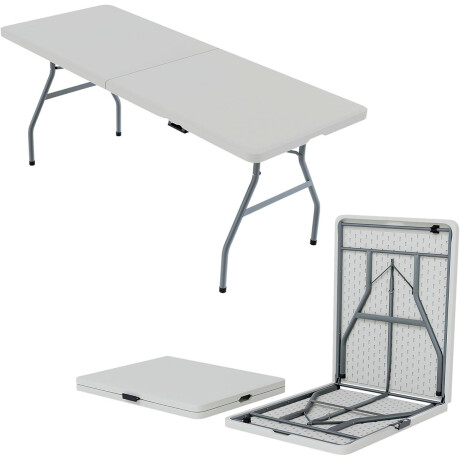 Mesa Plegable 1.80m Camping Jardín Resistente Calidad Blanco