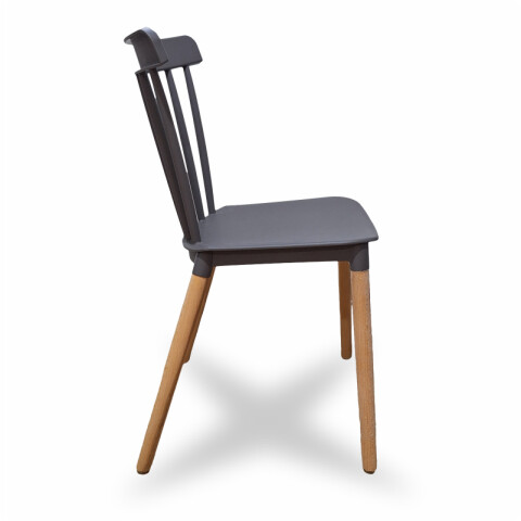 Silla Diseño Windsor con Patas de Madera para Comedor y Jardín - Gris Silla Diseño Windsor con Patas de Madera para Comedor y Jardín - Gris