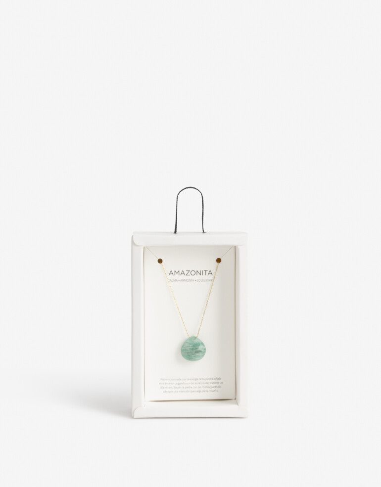 Cadena Corta con Dije Piedras Cadena Acero Healing Rituals Amazonita - Verde Claro