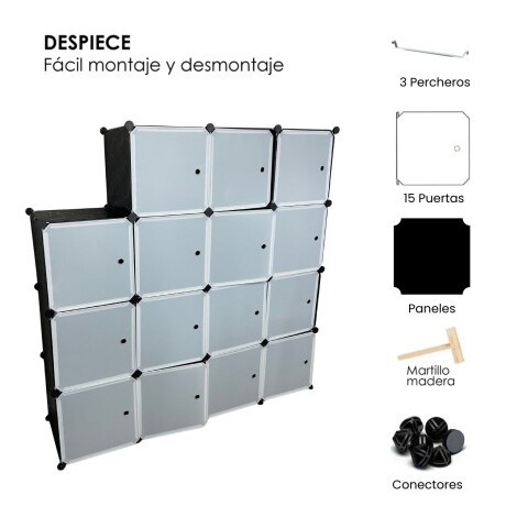 Armario Plástico Lumax 15 Puertas Desmontable Portátil Blanco