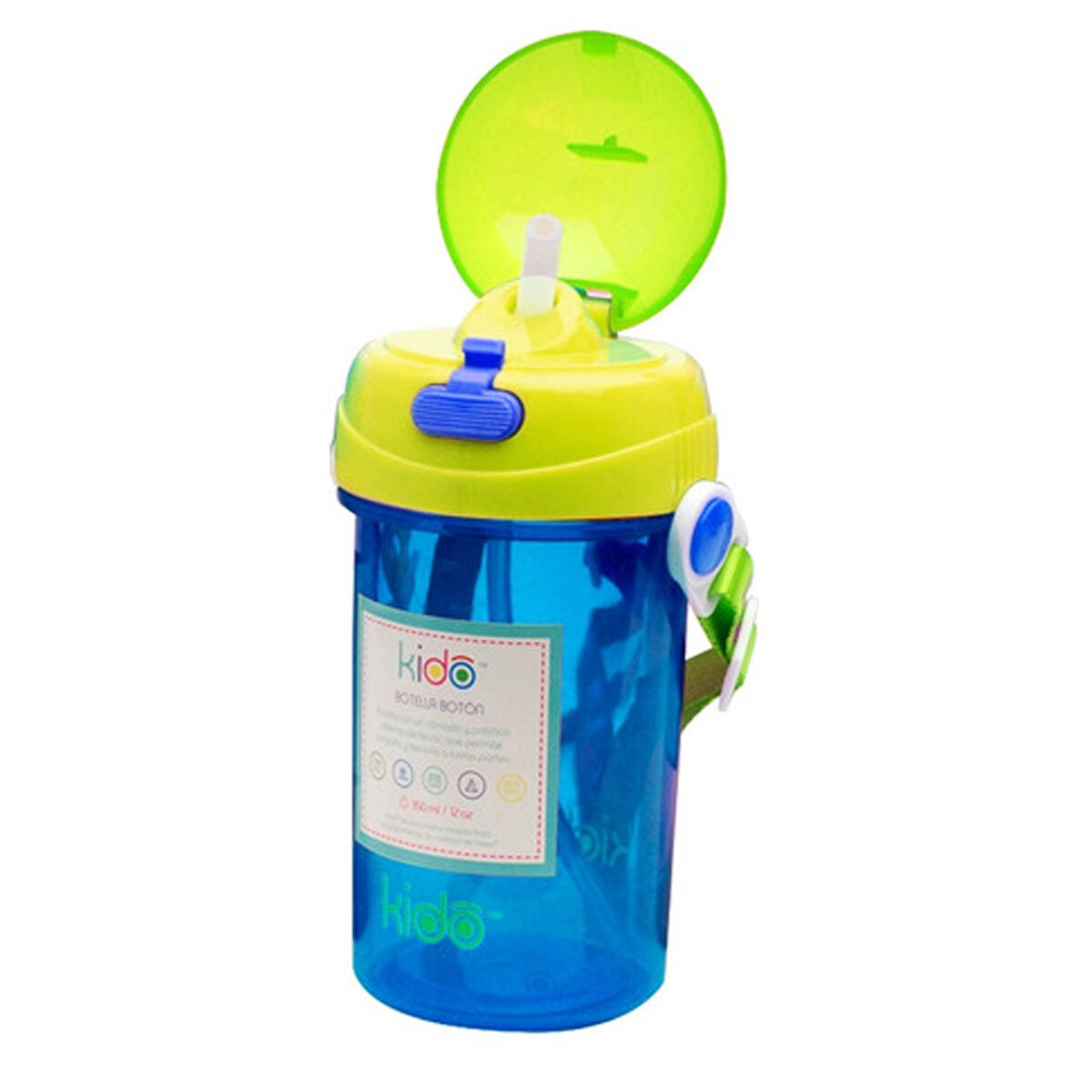 Keep Kido Botella C/ Botón Infantil 350ml Antiderrame - Celeste 