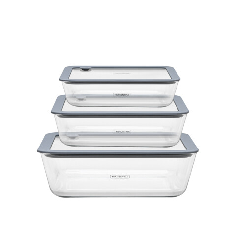 Juego de 3 potes de vidrio con tapa modelo VITTRA TF0370