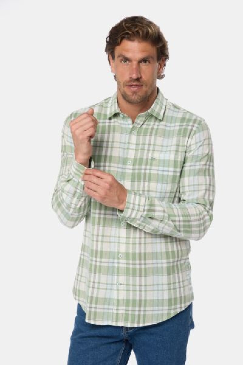 CAMISA DE LINO A CUADROS - Verde 